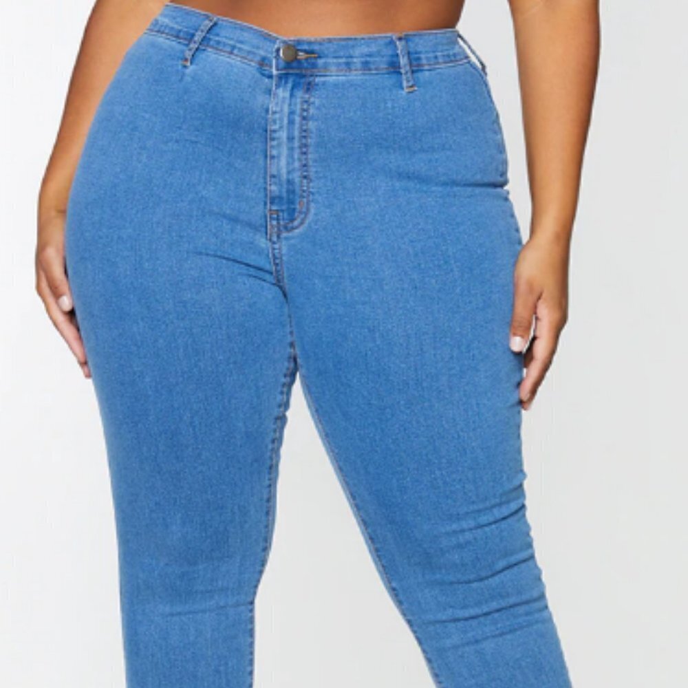 PLUS MID WASH DISCO FIT SKINNY JEAN